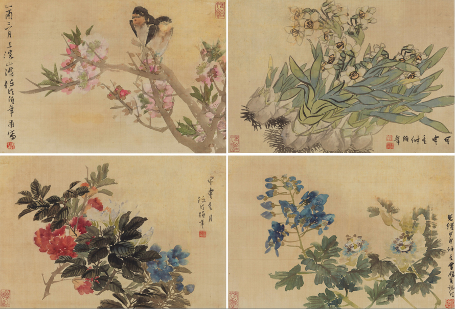 任颐《花鸟四帧》