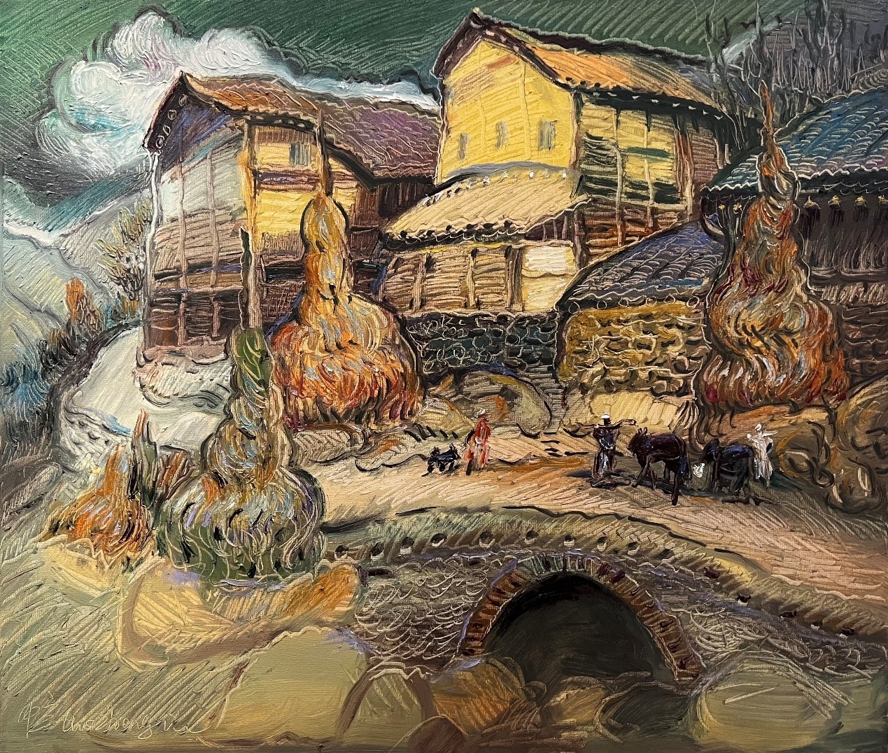 <h2>乡间</h2><p>作者：罗中立</p><p>创作年代：2024年</p><p>规格：60cm×70cm</p><p>品类：布面油画</p>