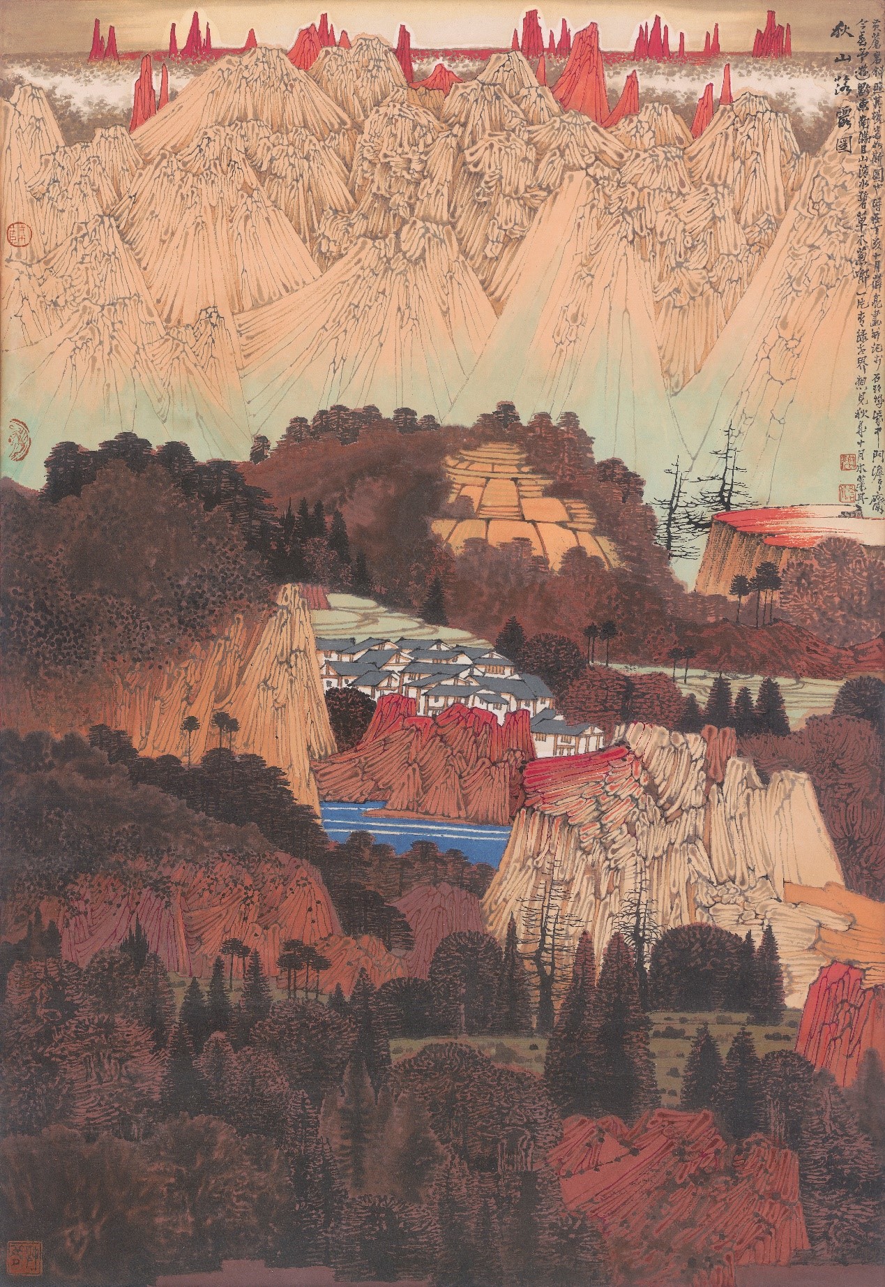 <h2>秋山落霞图》</h2><p>作者：薛亮</p><p>创作年代：2007年</p><p>规格：70cm×48cm</p><p>品类：中国画</p>