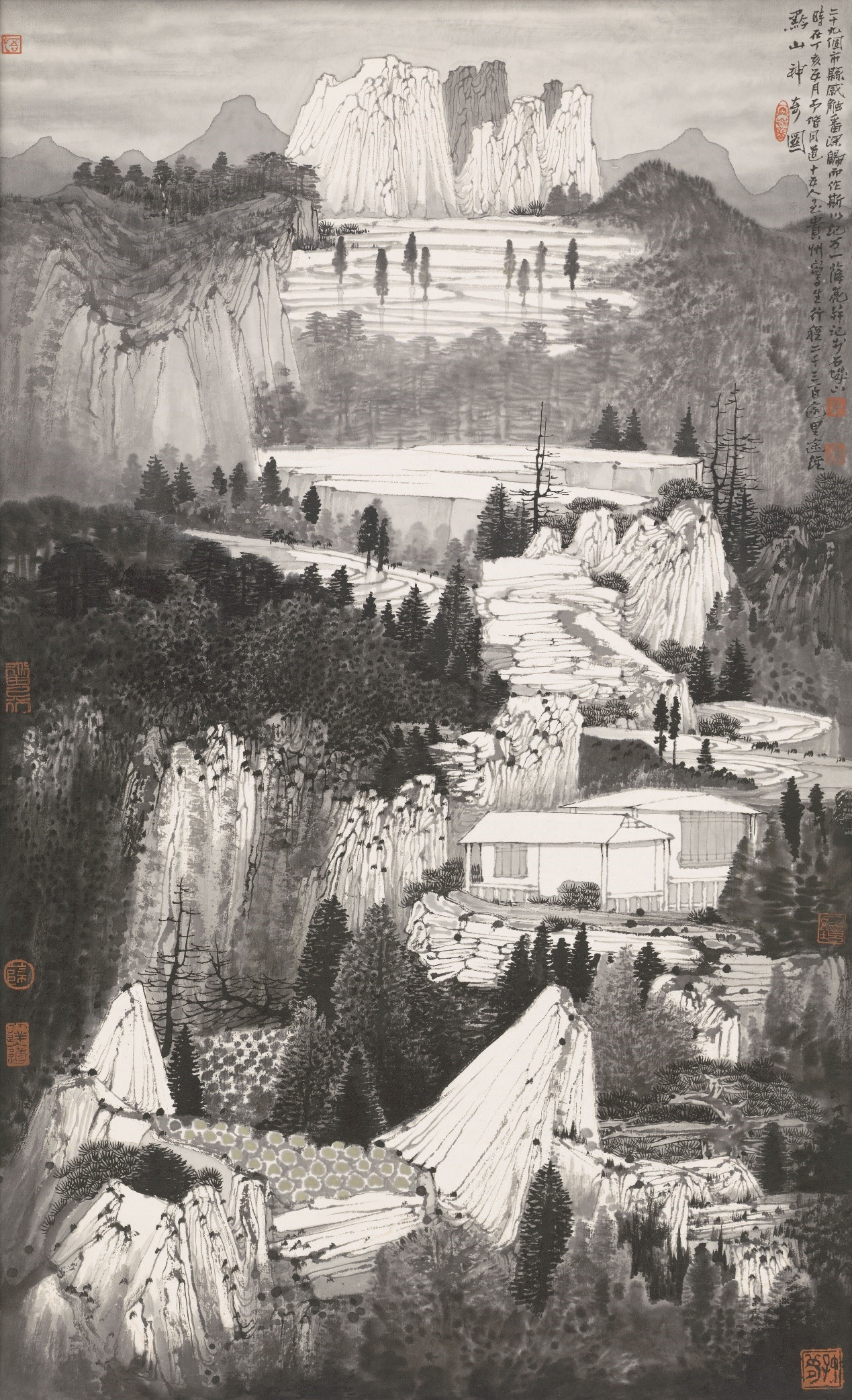 <h2>《黔山神奇图》</h2><p>作者：薛亮</p><p>创作年代：2007年</p><p>规格：65cm×39cm</p><p>品类：中国画</p>
