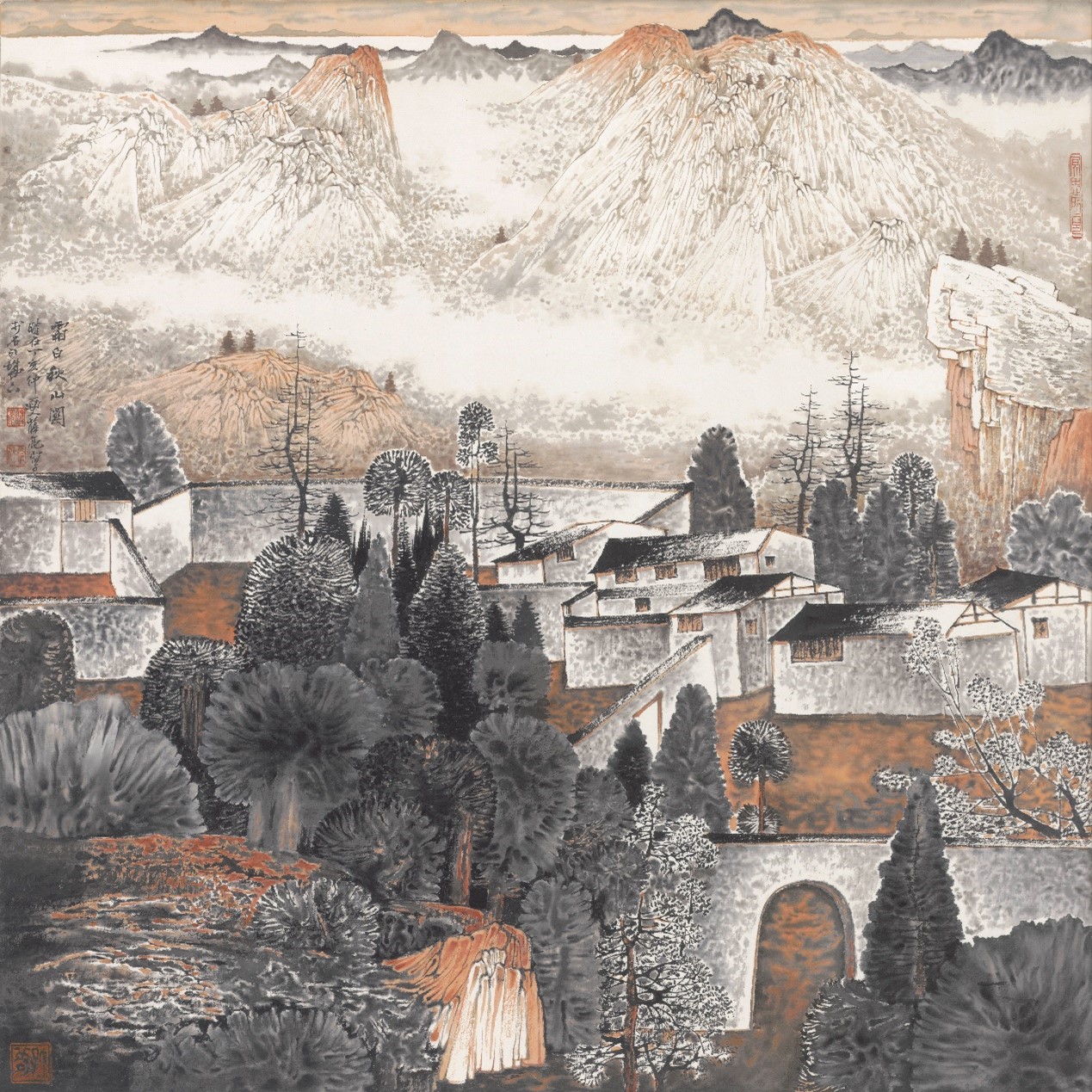 <h2>《霜白秋山》</h2><p>作者：薛亮</p><p>创作年代：2007年</p><p>规格：50cm×50cm</p><p>品类：中国画</p>